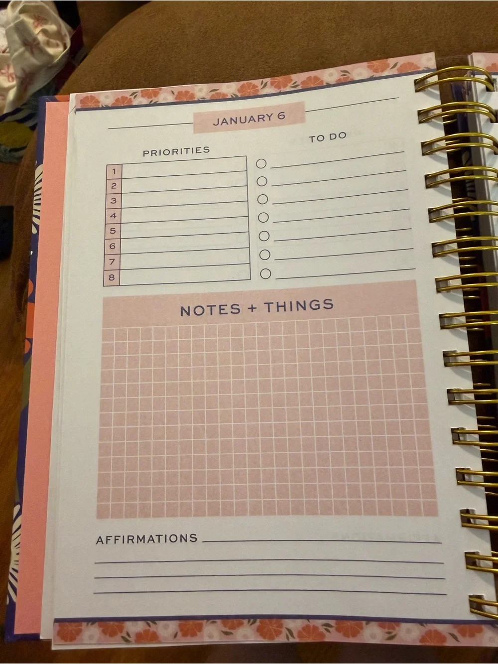 Floral Spiral Planner - Navy with Pink & Coral Flowers